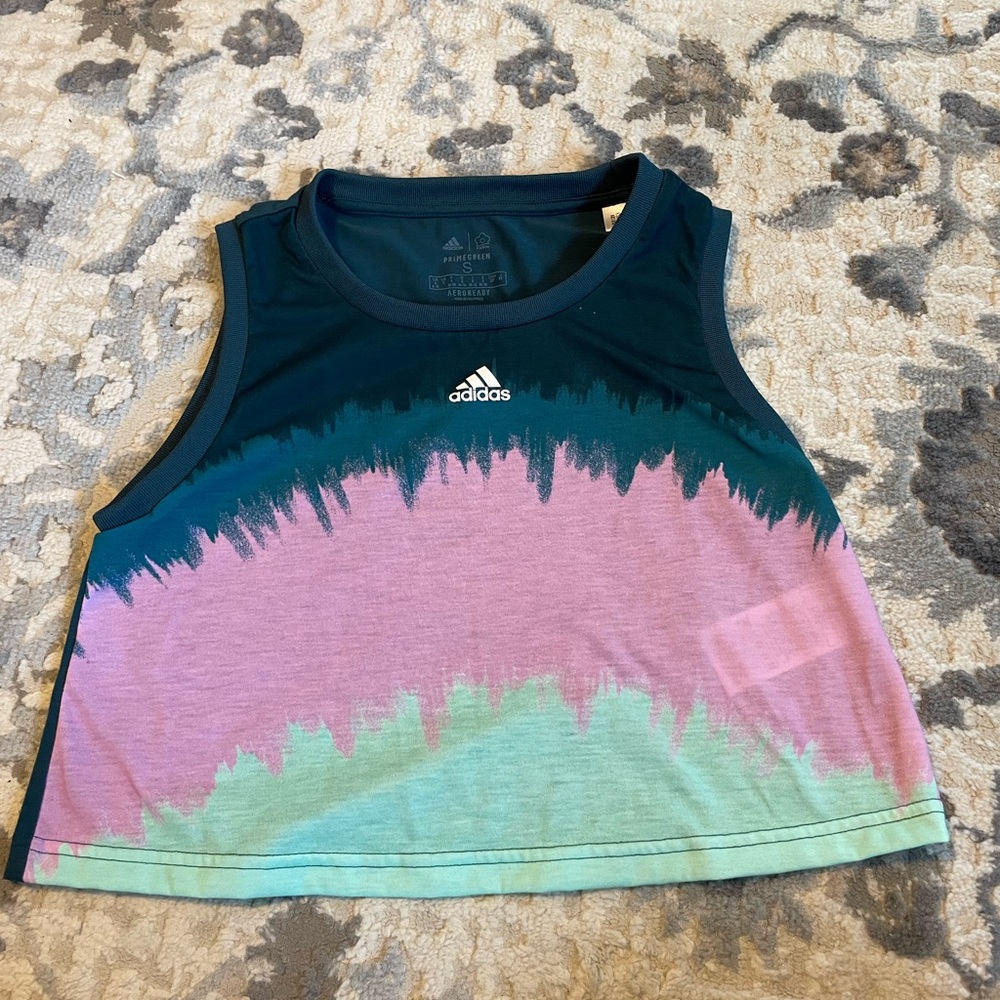 Adidas Farm Rio tie-dye print cropped workout top size small